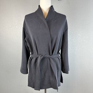 Lululemon Ribbed Softstreme Belted Wrap Jacket Size 4 Charcoal Gray Black